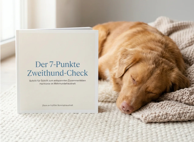 Der 7-Punkte Zweithund-Check: Buch neben einem entspannt schlafenden Hund